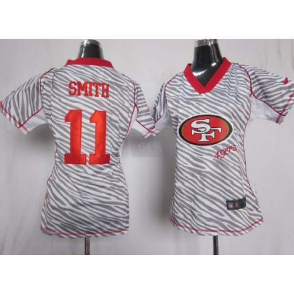 Nike San Francisco 49ers #11 Alex Smith 2012 Womens Zebra Fashion Jersey
