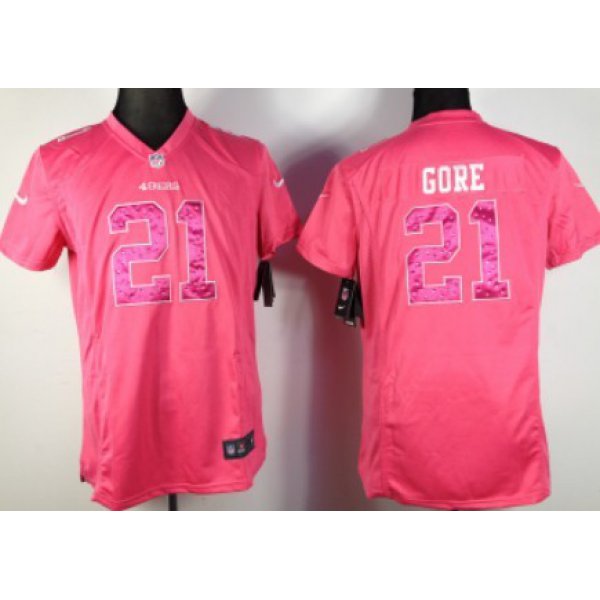 Nike San Francisco 49ers #21 Frank Gore Pink Sweetheart Diamond Womens Jersey