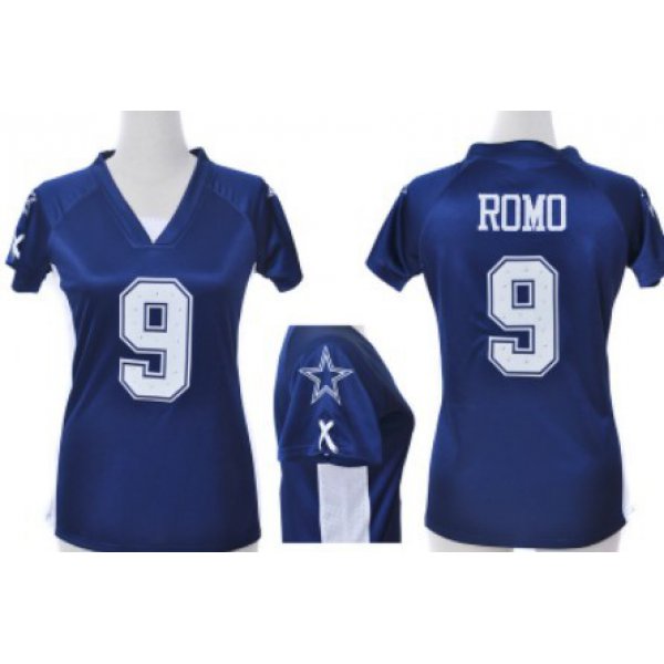 Nike Dallas Cowboys #9 Tony Romo 2012 Blue Womens Draft Him II Top Jersey