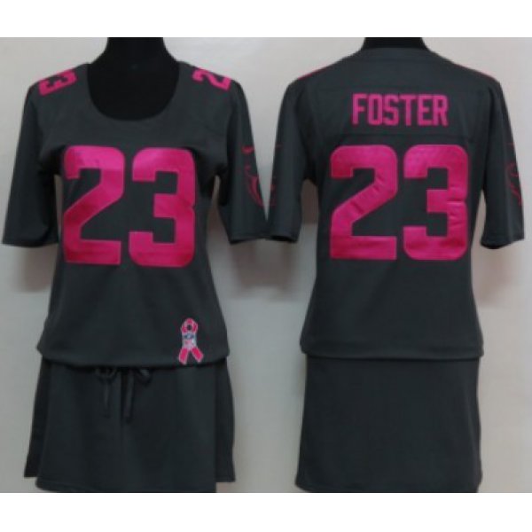 Nike Houston Texans #23 Arian Foster Breast Cancer Awareness Gray Womens Jersey