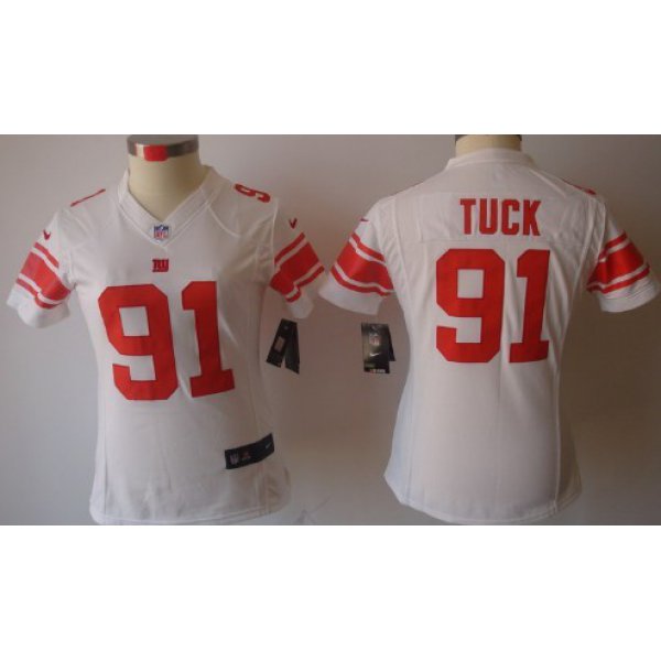 Nike New York Giants #91 Justin Tuck White Limited Womens Jersey