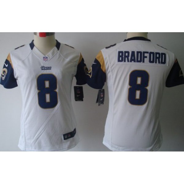 Nike St. Louis Rams #8 Sam Bradford White Limited Womens Jersey