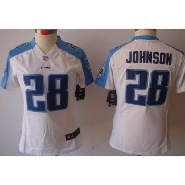 Nike Tennessee Titans #28 Chris Johnson White Limited Womens Jersey