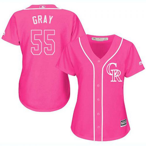 Rockies #55 Jon Gray Pink Fashion Women's Stitched Baseball Jersey