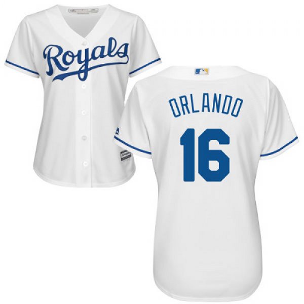 Royals #16 Paulo Orlando White Home Women's Stitched Baseball Jersey