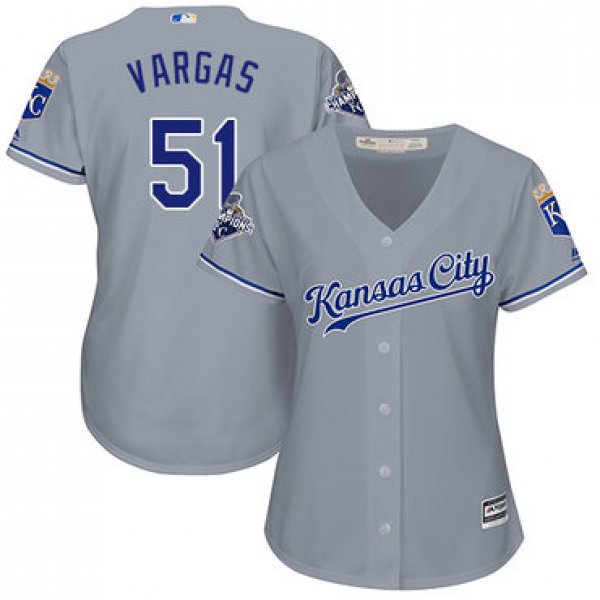 Royals #51 Jason Vargas Grey Road Women's Stitched Baseball Jersey