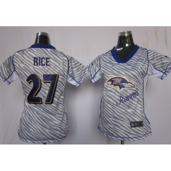 Nike Baltimore Ravens #27 Ray Rice 2012 Womens Zebra Fashion Jersey