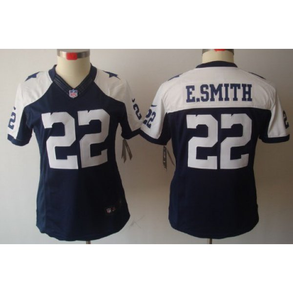 Nike Dallas Cowboys #22 Emmitt Smith Blue Thanksgiving Limited Womens Jersey