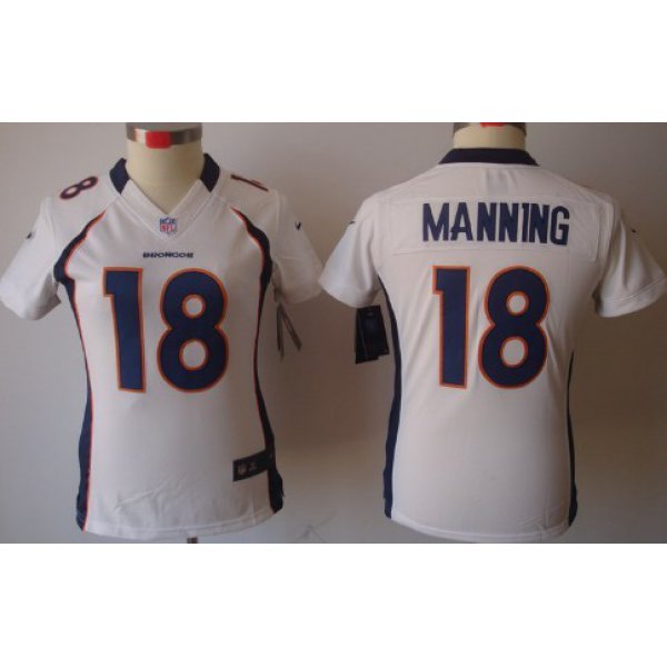 Nike Denver Broncos #18 Peyton Manning White Limited Womens Jersey