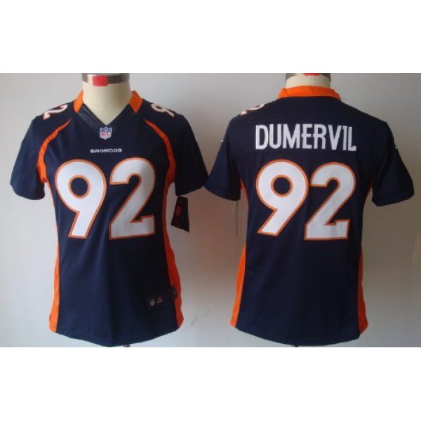 Nike Denver Broncos #92 Elvis Dumervil Blue Limited Womens Jersey