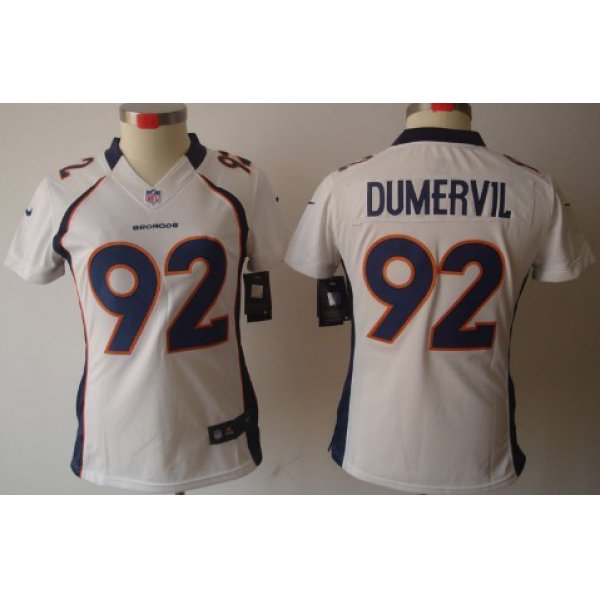 Nike Denver Broncos #92 Elvis Dumervil White Limited Womens Jersey