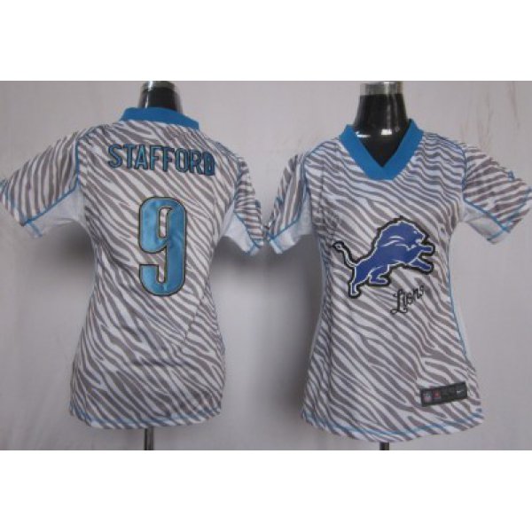Nike Detroit Lions #9 Matthew Stafford 2012 Womens Zebra Fashion Jersey