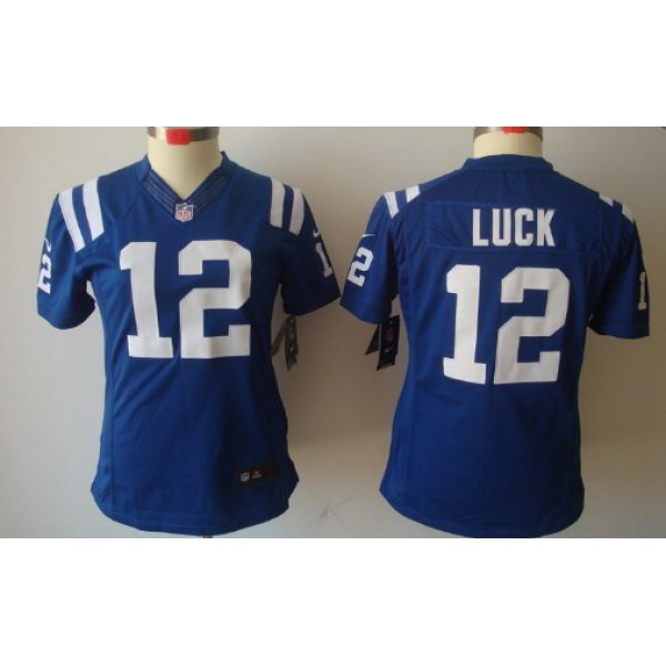 Nike Indianapolis Colts #12 Andrew Luck Blue Limited Womens Jersey
