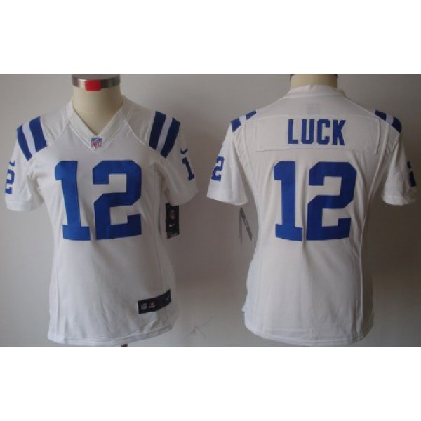 Nike Indianapolis Colts #12 Andrew Luck White Limited Womens Jersey