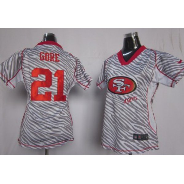 Nike San Francisco 49ers #21 Frank Gore 2012 Womens Zebra Fashion Jersey