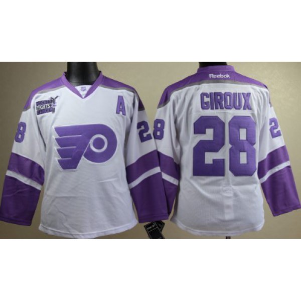 Philadelphia Flyers #28 Claude Giroux White Womens Fights Cancer Jersey