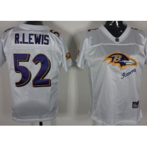 Baltimore Ravens #52 Ray Lewis 2011 White Stitched Womens Jersey