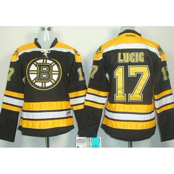 Boston Bruins #17 Milan Lucic Black Womens Jersey
