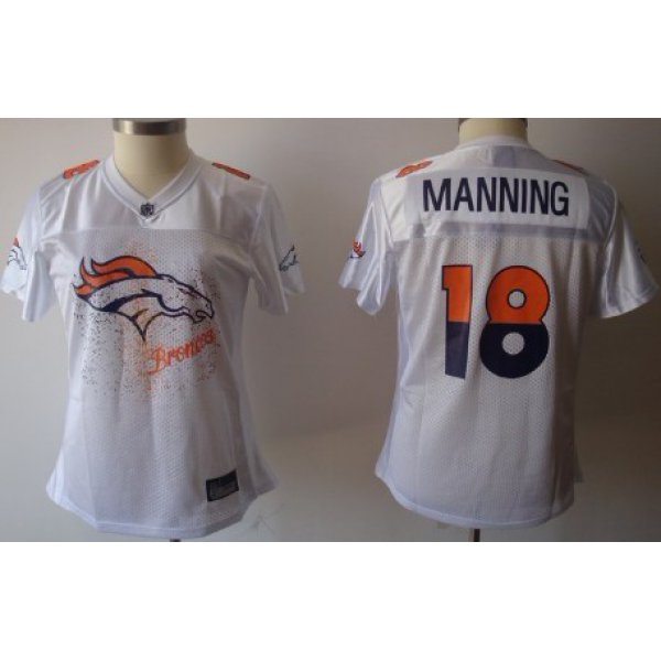 Denver Broncos #18 Peyton Manning White Fem Fan Womens Jersey