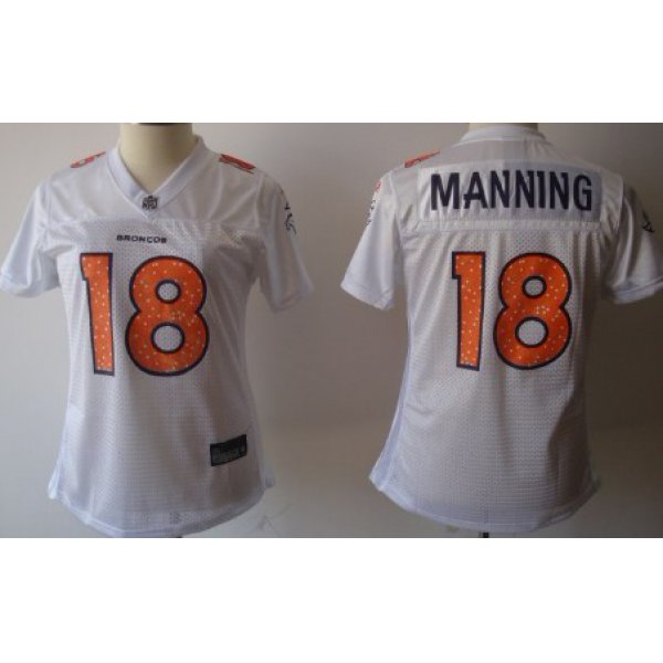 Denver Broncos #18 Peyton Manning White Womens Sweetheart Jersey