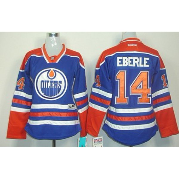 Edmonton Oilers #14 Jordan Eberle Royal Blue Womens Jersey