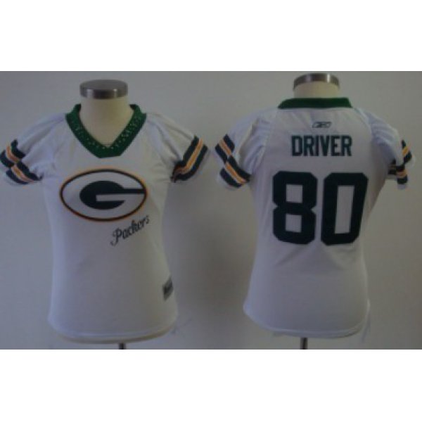 Green Bay Packers #80 Donald Driver 2011 White Womens Field Flirt Fashion Jersey