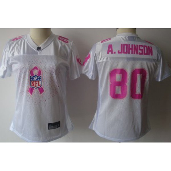 Houston Texans #80 Andre Johnson 2011 Breast Cancer Awareness White Womens Fashion Jersey