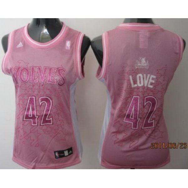 Minnesota Timberwolves #42 Kevin Love Pink Womens Jersey