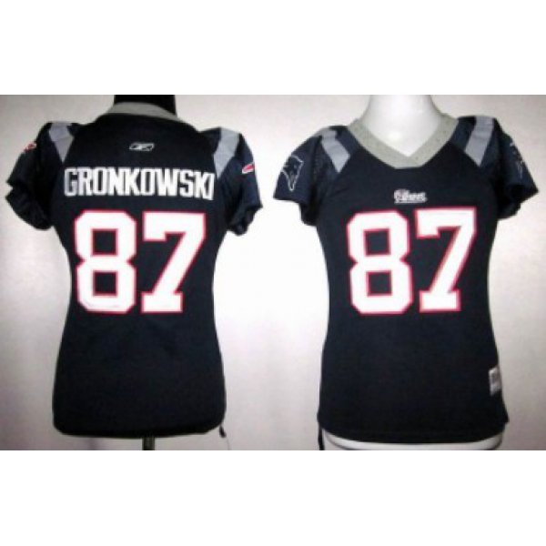 New England Patriots #87 Rob Gronkowski Blue Womens Field Flirt Fashion Jersey