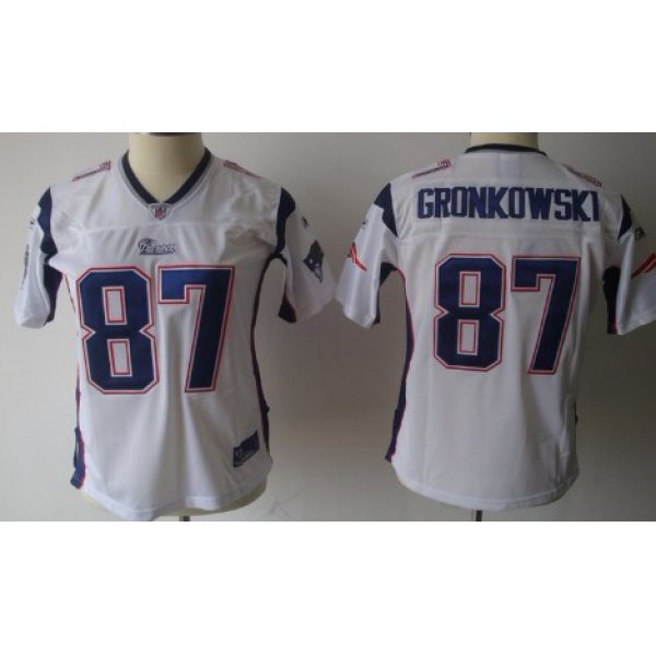 New England Patriots #87 Rob Gronkowski White Womens Team Jersey