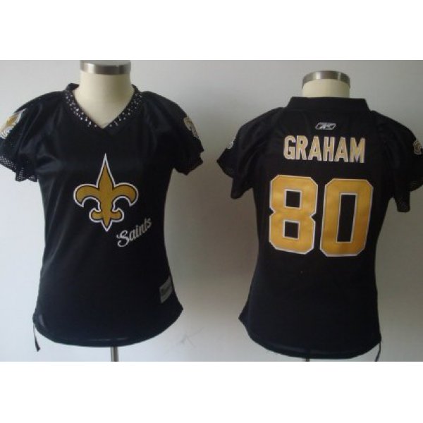 New Orleans Saints #80 Jimmy Graham 2011 Black Womens Field Flirt Fashion Jersey