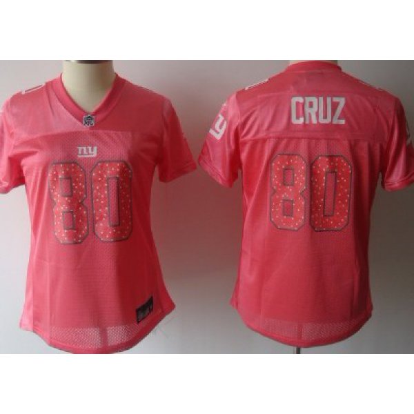 New York Giants #80 Victor Cruz Pink Womens Sweetheart Jersey