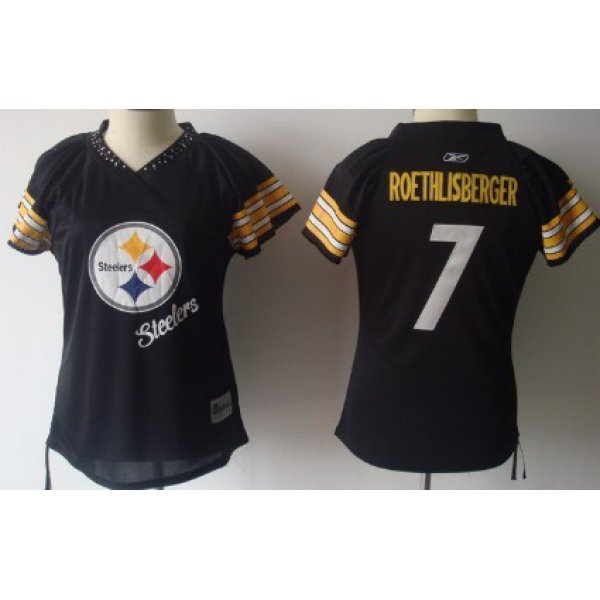 Pittsburgh Steelers #7 Ben Roethlisberger 2011 Black Womens Field Flirt Fashion Jersey
