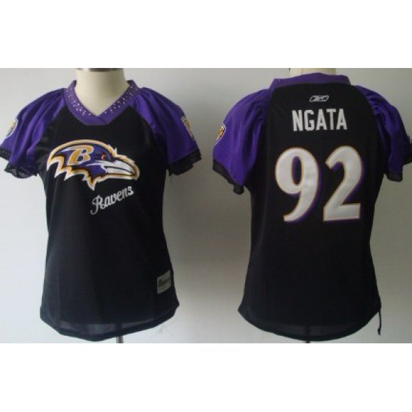 Reebok Baltimore Ravens #92 Haloti Ngata 2011 Black Womens Field Flirt Fashion Jersey