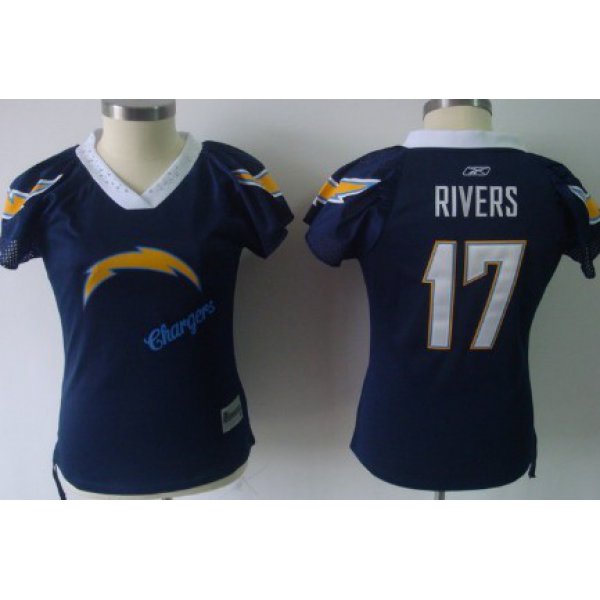San Diego Chargers #17 Philip Rivers 2011 Navy Blue Womens Field Flirt Fashion Jersey