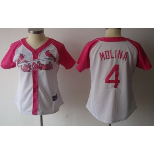 St. Louis Cardinals #4 Yadier Molina 2012 Fashion Womens by Majestic Athletic Jersey