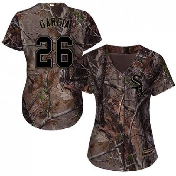 White Sox #26 Avisail Garcia Camo Realtree Collection Cool Base Women's Stitched Baseball Jersey
