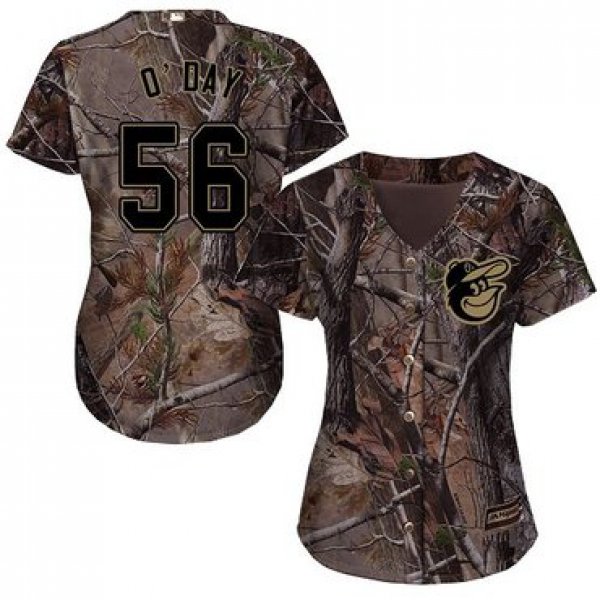 Orioles #56 Darren O'Day Camo Realtree Collection Cool Base Women's Stitched Baseball Jersey