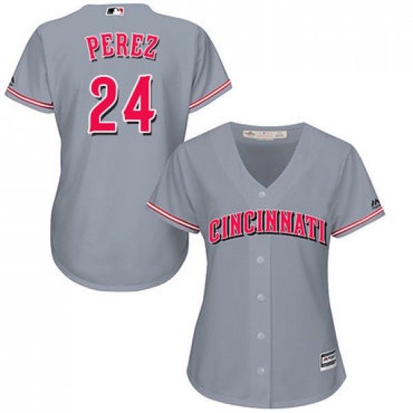 Reds #24 Tony Perez Grey Road Women's Stitched Baseball Jersey