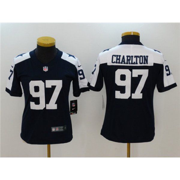 Women's Dallas Cowboys #97 Taco Charlton Navy Blue Thanksgiving 2017 Vapor Untouchable Stitched NFL Nike Limited Jersey