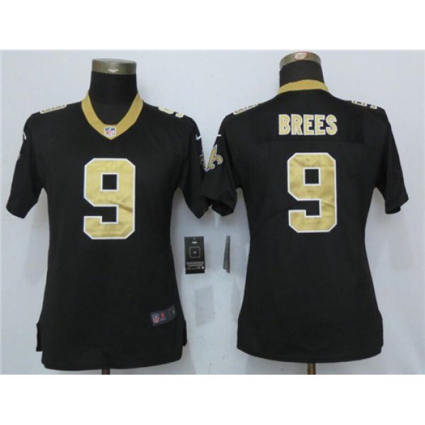 Women's New Orleans Saints #9 Drew Brees Black 2017 Vapor Untouchable Stitched NFL Nike Limited Jersey