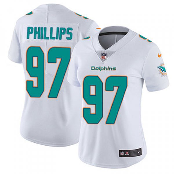 Women's Nike Dolphins #97 Jordan Phillips White Stitched NFL Vapor Untouchable Limited Jersey