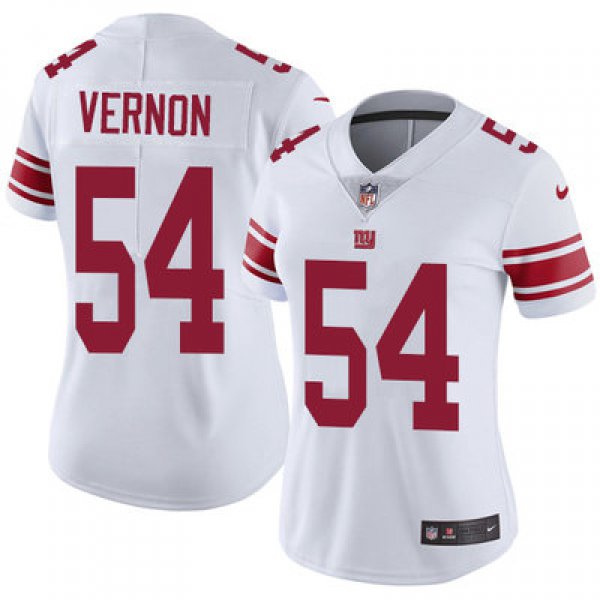Women's Nike Giants #54 Olivier Vernon White Stitched NFL Vapor Untouchable Limited Jersey
