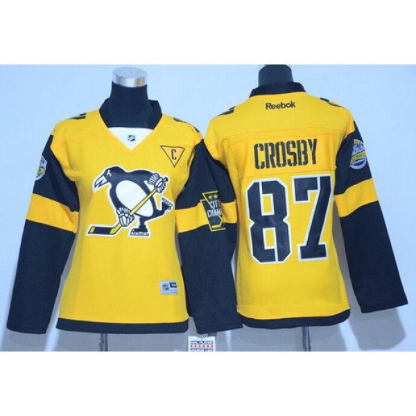 Women's Pittsburgh Penguins #87 Sidney Crosby Yellow 2017 Stadium Series Stitched NHL Reebok Hockey Jersey