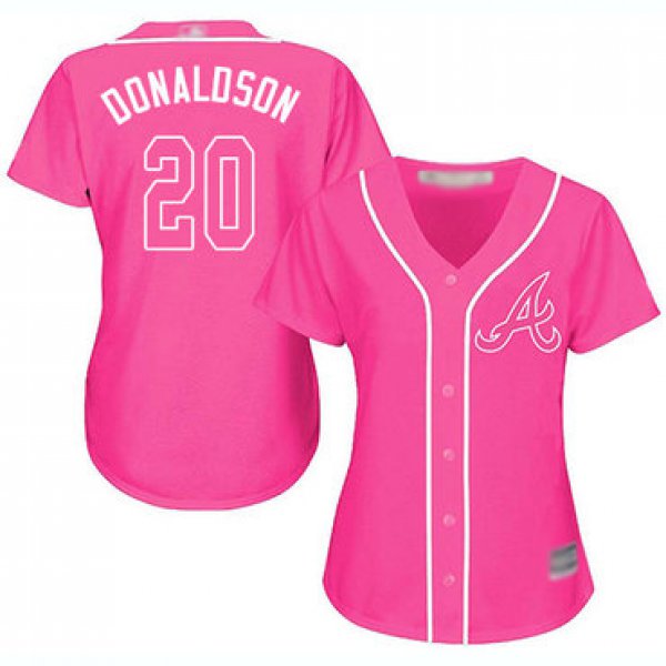 Braves #20 Josh Donaldson Pink Fashion Women's Stitched Baseball Jersey