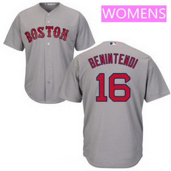 Women's Boston Red Sox #16 Andrew Benintendi Gray Road Stitched MLB Majestic Cool Base Jersey