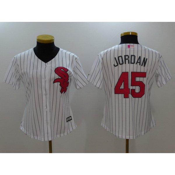 Women's Chicago White Sox #45 Michael Jordan White With Pink Mother's Day Stitched MLB Majestic Cool Base Jersey