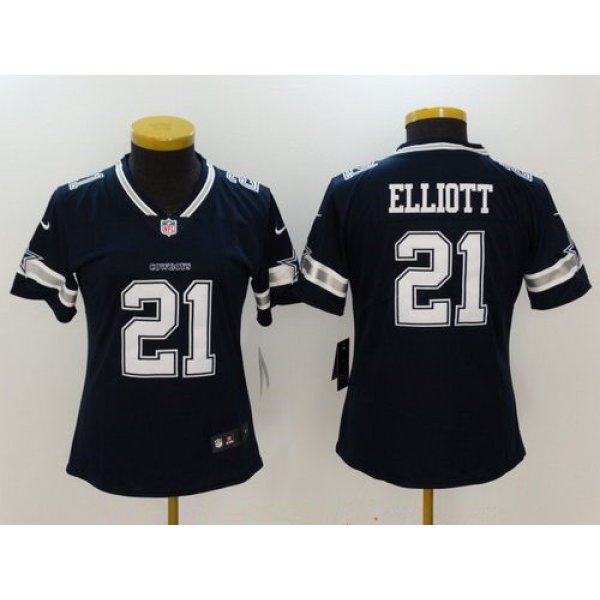 Women's Dallas Cowboys #21 Ezekiel Elliott Navy Blue 2017 Vapor Untouchable Stitched NFL Nike Limited Jersey
