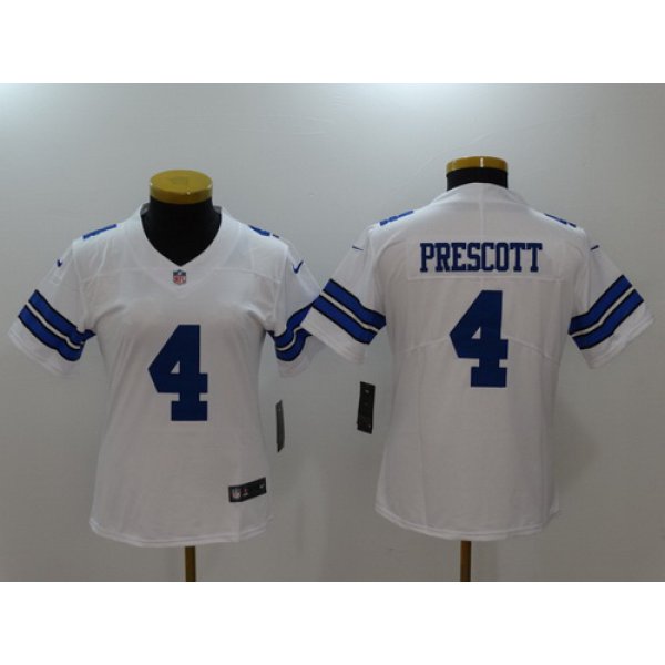 Women's Dallas Cowboys #4 Dak Prescott White 2017 Vapor Untouchable Stitched NFL Nike Limited Jersey