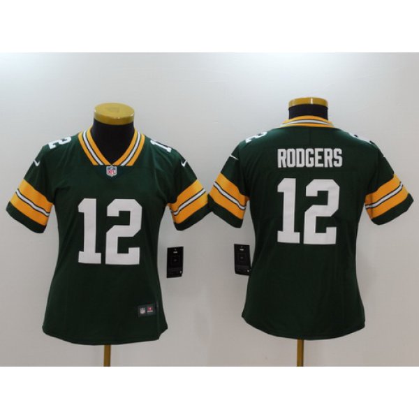 Women's Green Bay Packers #12 Aaron Rodgers Green 2017 Vapor Untouchable Stitched NFL Nike Limited Jersey